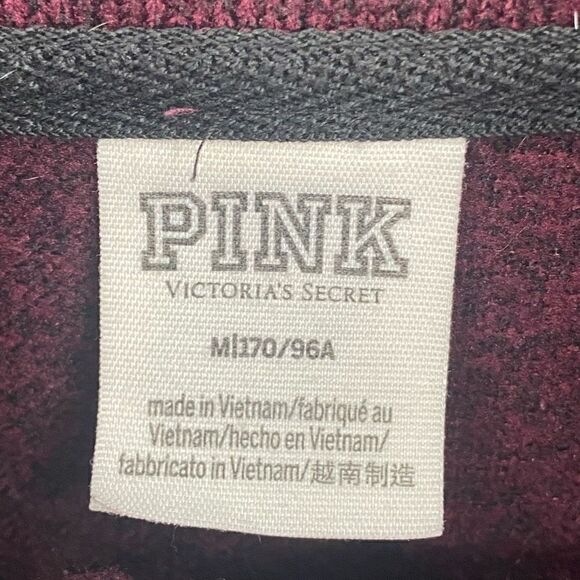 Pink‎ Victoria’s Secret 1/4 Zip Pullover Fleece Jacket Burgundy Medium - Picture 2 of 10